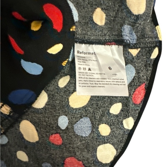 Reformation Black Blouse with Colorful Polka Dots - Picture 8 of 10